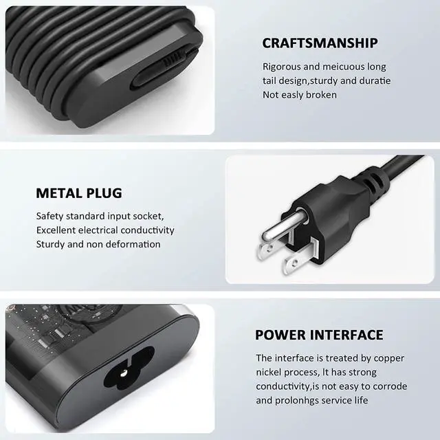 Alt view image 5 of 6 - New GAN Slim AC Adapter,100W USB C Laptop Charger for DELL Latitude 5540 5440 5340 7440 Inspiron 14 Power Cord,100W Dell Laptop Charger