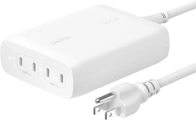 Main image of BoostCharge Pro 4-Port USB-C GaN Wall Charger 200W Multi-Port Charger USB-C PD 3.1 Fast Charge + 5ft Power Cord - MacBook iPhone 16 iPad Galaxy S25 Google Pixel Nintendo Switch 2 - White