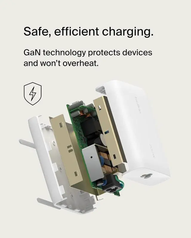 Alt view image 5 of 7 - BoostCharge Pro 4-Port USB-C GaN Wall Charger 200W Multi-Port Charger USB-C PD 3.1 Fast Charge + 5ft Power Cord - MacBook iPhone 16 iPad Galaxy S25 Google Pixel Nintendo Switch 2 - White