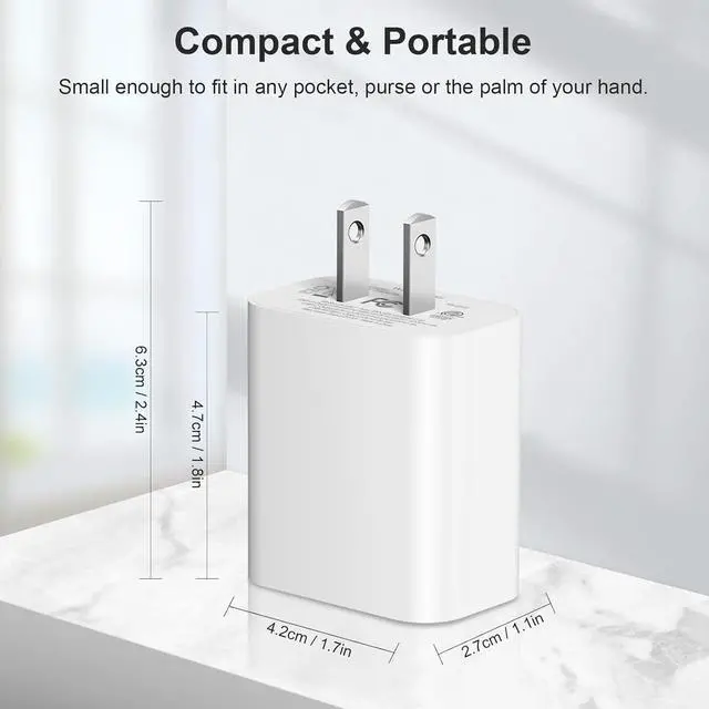 Alt view image 6 of 7 - USB C Charger Block Charging Block Type C Charger 20W Wall Chargers 4 Pack for iPhone 16/16 Plus/16 Pro/16 Pro Max/iPhone 15/15 Pro/15 Pro Max/14/13/12 Pro///Android