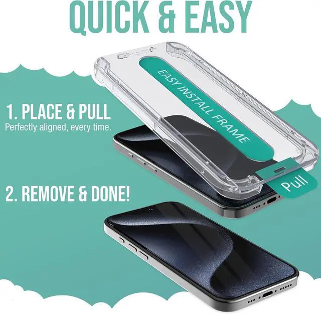 Alt view image 2 of 6 - ? iPhone 16e Screen Protectors - Tuff Sheet - 2-Pack Tempered Glass Easy Install Frame [Scratch Resistant] Case-Friendly For  iPhone 16e / 14/13 / 13 Pro - Clear 2-Pack