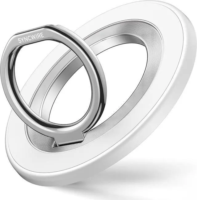 Main image of Syncwire Magnetic Phone Ring Holder and Finger Grip Kickstand - Compatible with MagSafe iPhones Androids and Car Mounts - Off-White