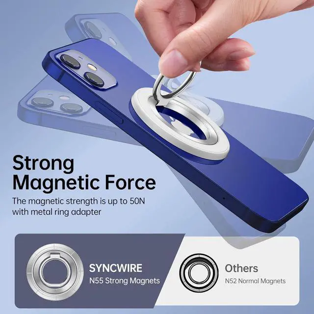 Alt view image 3 of 7 - Syncwire Magnetic Phone Ring Holder and Finger Grip Kickstand - Compatible with MagSafe iPhones Androids and Car Mounts - Off-White