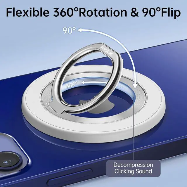 Alt view image 4 of 7 - Syncwire Magnetic Phone Ring Holder and Finger Grip Kickstand - Compatible with MagSafe iPhones Androids and Car Mounts - Off-White