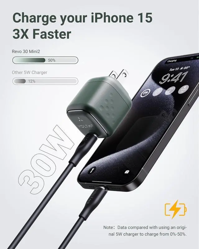 Alt view image 3 of 7 - 30W USB C Charger Slim Compact Fast Charger Block Foldable GaN Wall Charger USB-C Power Adapter for iPhone 15 14 13 12 11 Pro Max Galaxy S24 23 22 21 Note iPad Pro Pixel