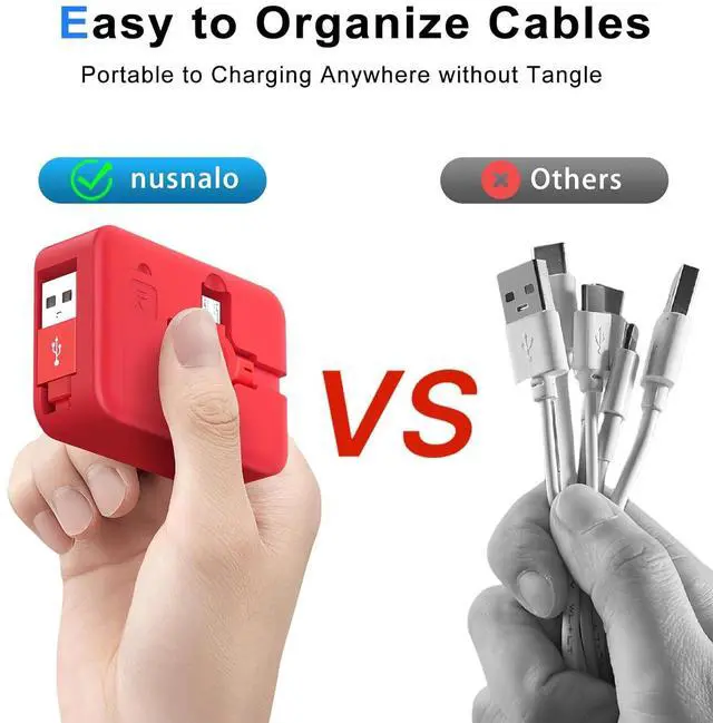 Alt view image 6 of 7 - 2Pack 3 in 1 Multi Charging Cord 3.28Ft/1M Retractable Multi Charger Cable with IP/USB C/Micro USB Phone Holder Multiple Fast Charging Cable for Cell Phones IP Android Tablets (Blue&Red)