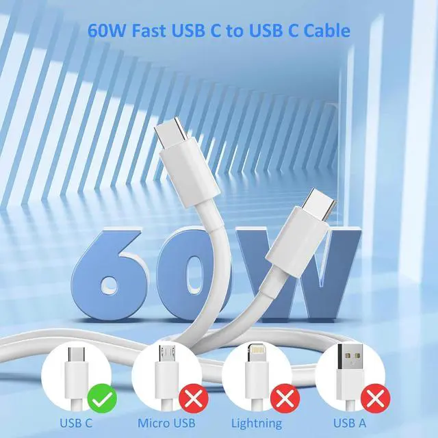 Alt view image 5 of 7 - USB C Charger Type C Fast Charging 2 Pack 25W Chargers Block with 2 Pack 6FT USB C to C Cable for iPhone 15 16 Pro Max/iPad/ Series and More
