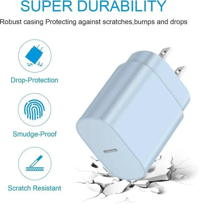 Alt view image 2 of 7 - Type C Charger Fast Charging USBC Charger Block 25W Super Fast Wall Chargers for Galaxy S25 S24 S23 S22 S21/S21 Ultra/S20/S20 Ultra/Note 20 Ultra Android Chargers(Blue)