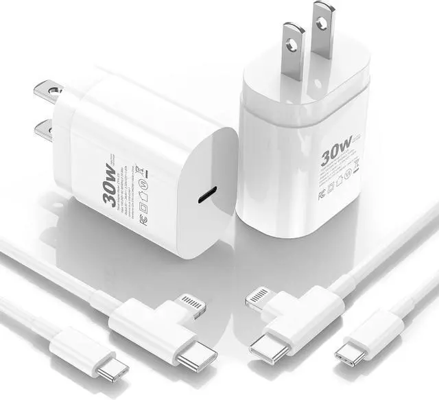 Main image of [2025 Upgraded] 30W iPhone 16/15/14/13/12 Charger Fast Charging Block with 6FT Long C to Type C& Lightning Cable 60W.Fast Charging for All iPhone/iPad and Galaxy Series (White 2)
