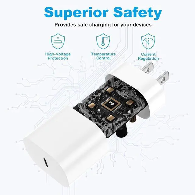 Alt view image 4 of 7 - [2025 Upgraded] 30W iPhone 16/15/14/13/12 Charger Fast Charging Block with 6FT Long C to Type C& Lightning Cable 60W.Fast Charging for All iPhone/iPad and Galaxy Series (White 2)