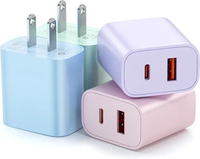 Main image of USB C Charger Block [4 Pack] Dual Port Type C Fast Charging Block 20W USB-C Power Adapter & QC 3.0 USB A Port Type C Wall Charger Plug for iPhone 16/15/14/14 Pro/14 Plus/13/12/11 lPad Galaxy More