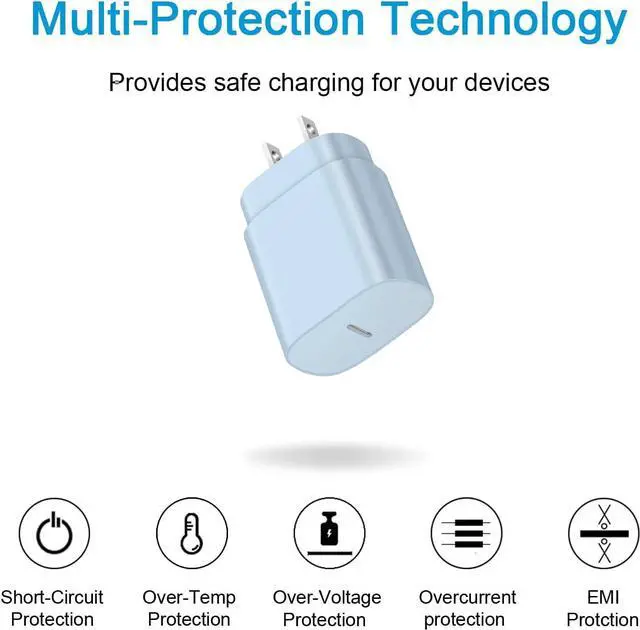 Alt view image 4 of 7 - Type C Charger Fast Charging USBC Charger Block 25W Super Fast Wall Chargers for Galaxy S25 S24 S23 S22 S21/S21 Ultra/S20/S20 Ultra/Note 20 Ultra Android Chargers(Blue)