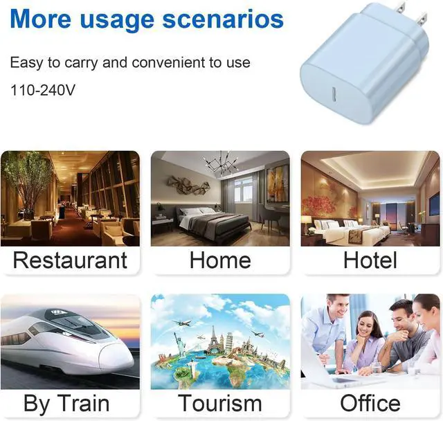 Alt view image 6 of 7 - Type C Charger Fast Charging USBC Charger Block 25W Super Fast Wall Chargers for Galaxy S25 S24 S23 S22 S21/S21 Ultra/S20/S20 Ultra/Note 20 Ultra Android Chargers(Blue)