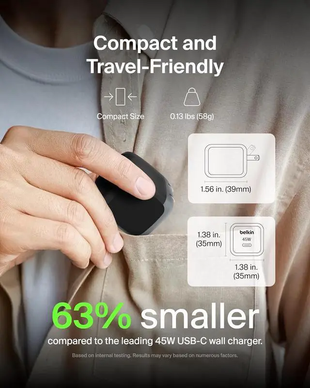 Alt view image 3 of 7 - USB C Charger Block 45W - PD3.1 PPS Fast Charging for  Galaxy S25 S24 S23 S22  iPhone 16 iPhone 15/14/13 Plus Pro Pro Max Google Pixel 9 Nintendo Switch etc - Black