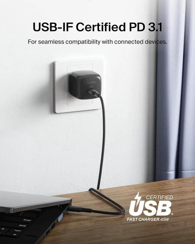 Alt view image 5 of 7 - USB C Charger Block 45W - PD3.1 PPS Fast Charging for  Galaxy S25 S24 S23 S22  iPhone 16 iPhone 15/14/13 Plus Pro Pro Max Google Pixel 9 Nintendo Switch etc - Black