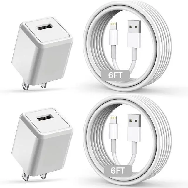 Main image of iPhone Charger Long 6FT iPhone Charger 2Pack iPhone Cord 6feet USB to Lightning Cable Quick Fast Charging Data Sync Cord USB Wall Charger Block Adapter for iPhone 14/13/12/11/XS/XR/X/8/7/5/SE2022/iPad