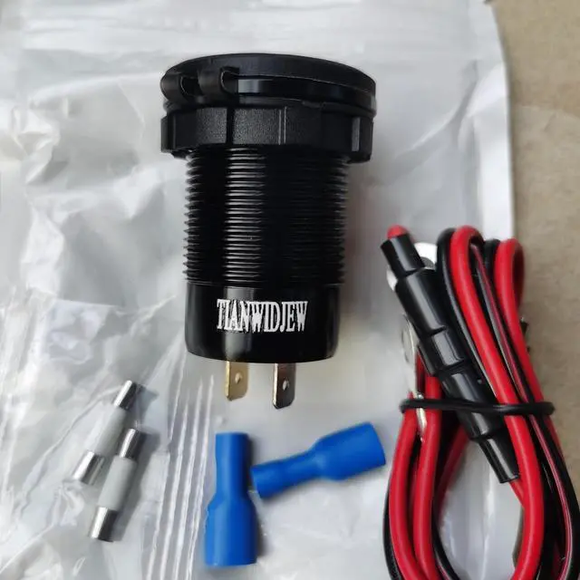 Alt view image 7 of 7 - 12V USB Outlet 3 Port Car Charger Socket 78W Dual PD USB C 30W and Quick Charge3.0 Port Aluminum Charger Waterproof with Voltmeter and Button Switch for Boat Marine Motorcycle RV Truck Golf Cart etc
