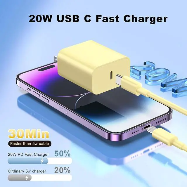 Alt view image 2 of 7 - Compatible with iPhone USB C to ightning Cable 3Pack 10FT Long Phone Cables Type C Phone Charger Cord Fast Charging for Phone 14 13 12 11 Pro Max X XS XR 8 7 6s Plus SE and More-YellowBluePink