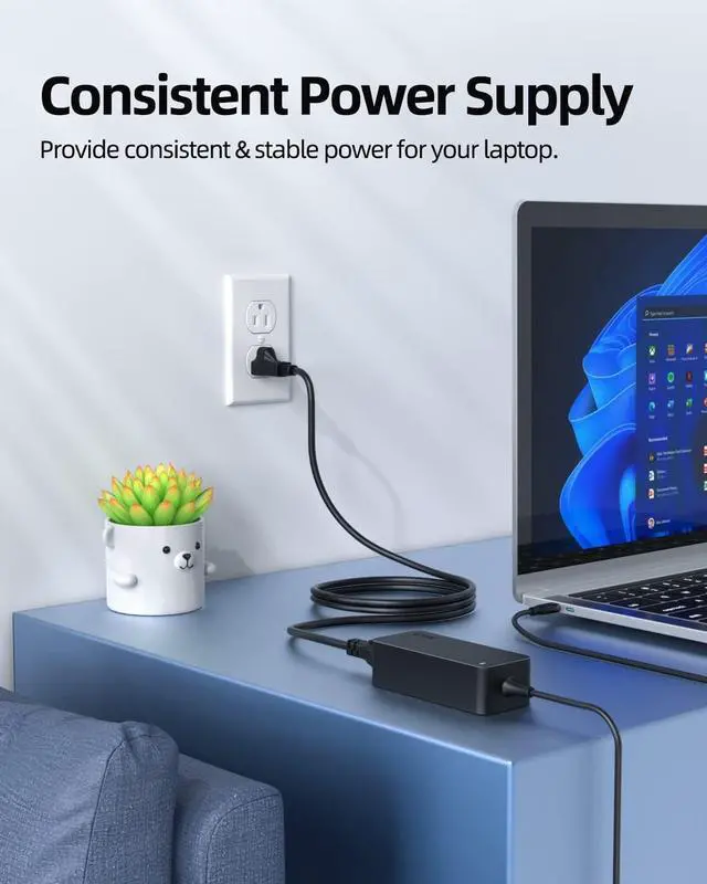 Alt view image 6 of 7 - Charger for  Laptop Thinkpad Yoga Chromebook Universal AC Adapter USB Type C PD Fast Charger 65W 45W (UL Safety Certified)