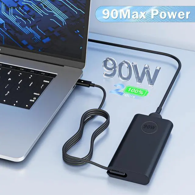 Alt view image 2 of 7 - New Slim 90W USBC Laptop Charger for Dell XPS 15,Precision 3470 3540 3560 3570 3571 5770,Latitude 3410 3500 5289 5300 5411 5421 5431 5511 5521 5531 7200 7310 7410 7390 9330 9430 TypeC AC Power Adapter