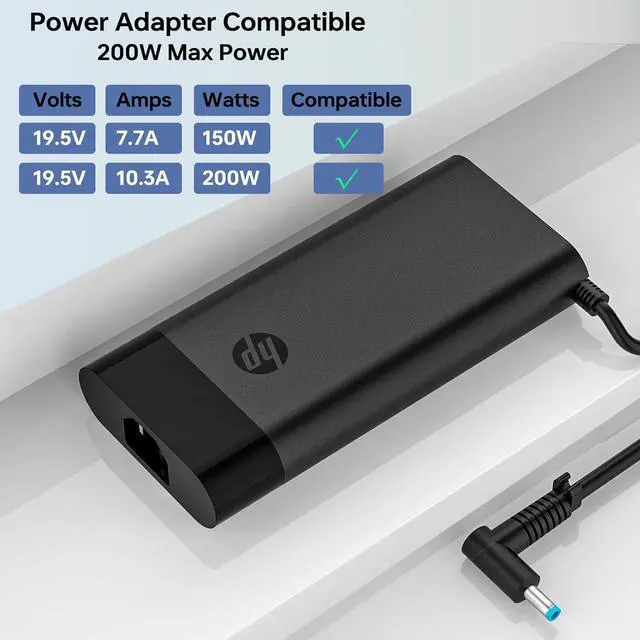 Alt view image 5 of 7 - 200W AC Charger Compatible with HP Omen Pavilion 15 17 Victus 15 16 Gaming Envy 15 17 ZBook Fury 17 G5 G6 835888-001 L00818-850 19.5V 10.3A Laptop Power Adapter