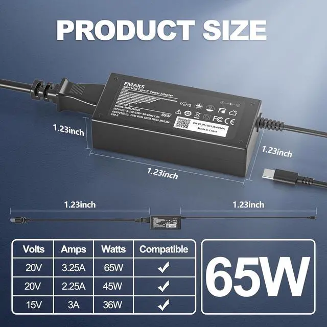 Alt view image 4 of 7 - 65W Type USB C Chromebook Charger USBC Laptop Power Supply Adapter SM45CL SM65CL-01 ?SK90200325