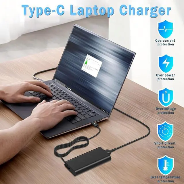 Alt view image 5 of 7 - New Slim 90W USBC Laptop Charger for Dell XPS 15,Precision 3470 3540 3560 3570 3571 5770,Latitude 3410 3500 5289 5300 5411 5421 5431 5511 5521 5531 7200 7310 7410 7390 9330 9430 TypeC AC Power Adapter