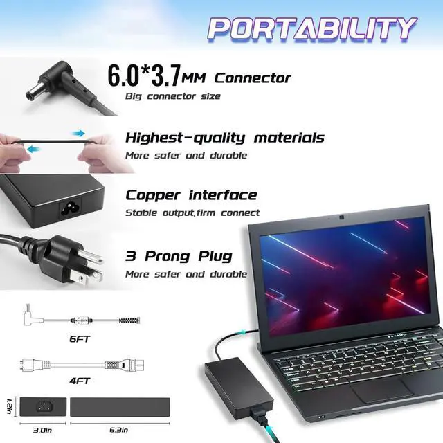Alt view image 7 of 7 - 240w 20v 12a Laptop Charger Compatible with s15 s17 fx517zm fx517zr fa507re fx506li fa707xu gx550lxs Power Adapter