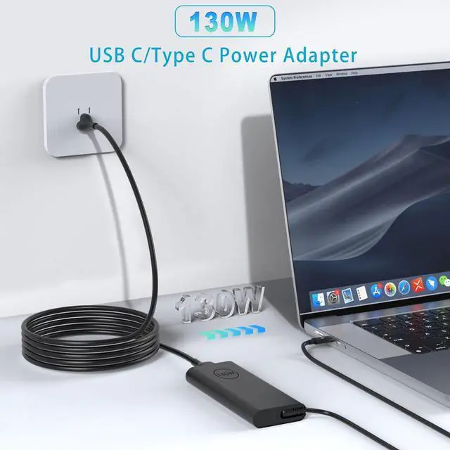 Alt view image 7 of 7 - 130W USB-C Laptop Charger Compatible with Dell Laptop Charger,AC Adapter Power Cord for Dell XPS 15 2-in-1 9575 XPS 17 Precision 5530 2-in-1 5550 5750 3560 DA130PM170, HA130PM170, 0K00F5,K00F5