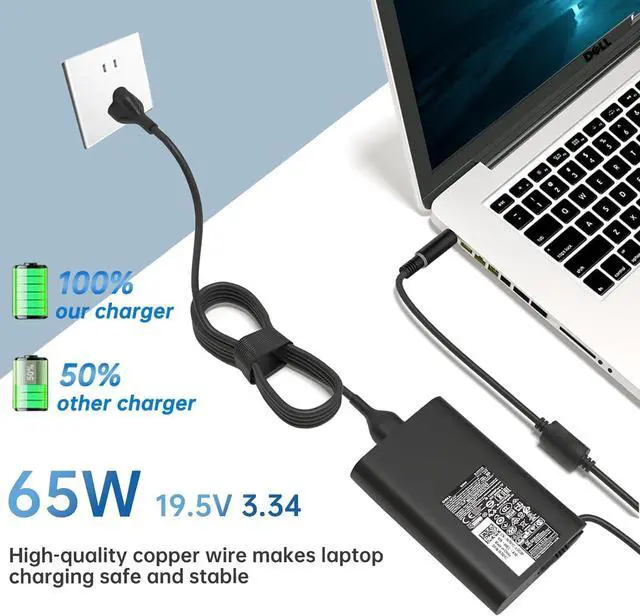 Alt view image 5 of 7 - 65W Watt 7.4mm Laptop Charger Fit for Dell Latitude 5580 5490 7490 E6430 E5470 5400 5500 5480 5590 7480 5290 7290 E6420 E7470 E5440 E7440 E7450 LA65NM130 19.5V 3.34A AC Adapter Power Cord