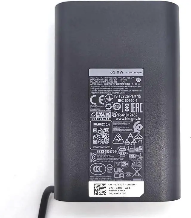 Alt view image 2 of 7 - 65W Watt 7.4mm Laptop Charger Fit for Dell Latitude 5580 5490 7490 E6430 E5470 5400 5500 5480 5590 7480 5290 7290 E6420 E7470 E5440 E7440 E7450 LA65NM130 19.5V 3.34A AC Adapter Power Cord