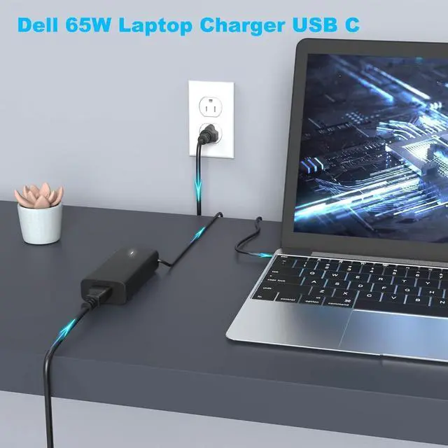 Alt view image 6 of 7 - 65W 60W USB Type C Charger for Dell Laptop Latitude 5540 5440 7440 5450 e5430 5430 5530 7430 3450 5550 5350 7450 5420 7420 5520 e5440 2in1, XPS 13, Chromebook 3100 Power Cord, Dell Computer AC Adapter