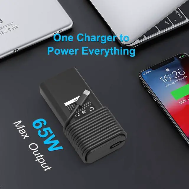 Alt view image 7 of 7 - 65W 60W USB Type C Charger for Dell Laptop Latitude 5540 5440 7440 5450 e5430 5430 5530 7430 3450 5550 5350 7450 5420 7420 5520 e5440 2in1, XPS 13, Chromebook 3100 Power Cord, Dell Computer AC Adapter