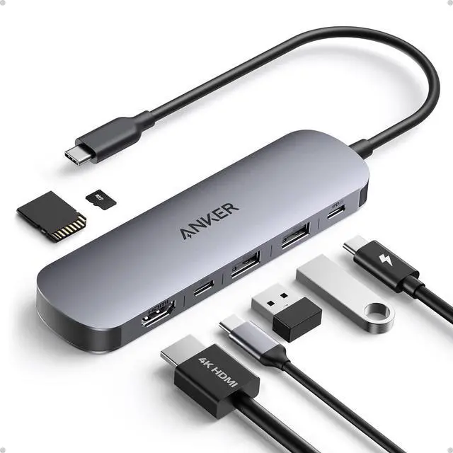 Main image of USB C Hub 7-in-1 Multi-Port USB Adapter for Laptops 4K@60Hz USB C to HDMI Splitter 100W Max Power Delivery 3xUSBA & C 3.0 Data Ports SD/TF Card for Type C Devices (Charger Not Included)