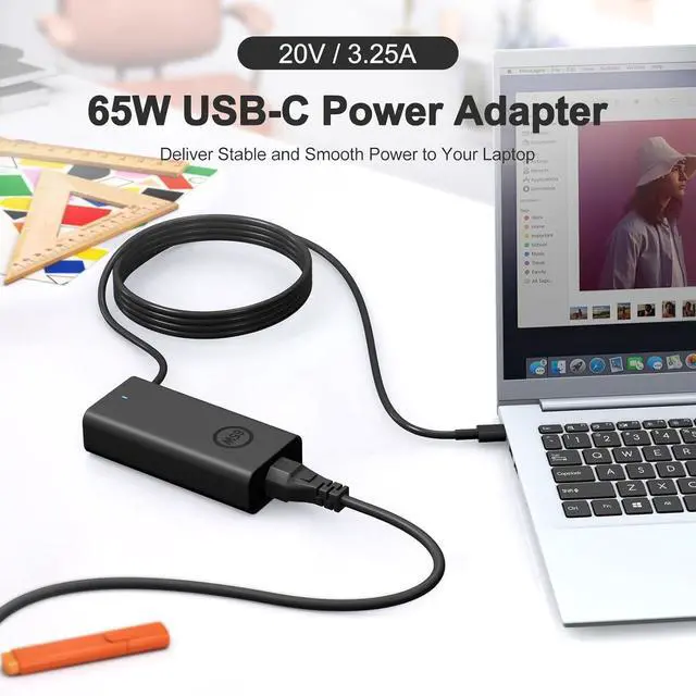 Alt view image 3 of 7 - 65W USB C Laptop Charger Replacement for Dell Latitude 5000-3340 3440 3540 5340 5440 5540 7340 7440 7640 9440 2in1,XPS Chromebook AC Adapter Power Cord