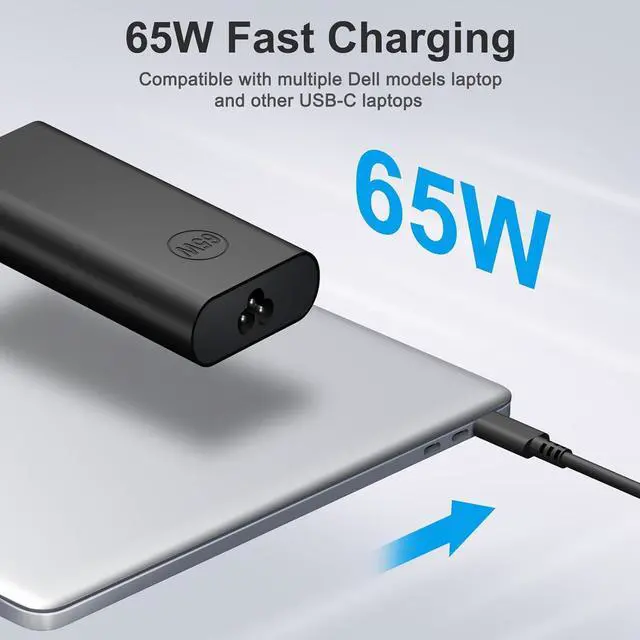 Alt view image 2 of 7 - Charger for Dell Laptop Computer 65W 45W USB C Fast Power Adapter, New Slim Chromebook Charger Type C Power Cord