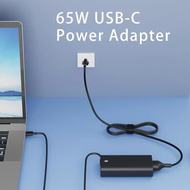 Alt view image 2 of 7 - Replacement  Chromebook Charger USB C for 65W 60W  Chromebook 3100 2-in-1 3300 3380 3400 3500 5190 5300 5400 7200 HA65NM190 DA65NM190 0WMDHR WMDHR MVPDV 0MVPDV Type C Power Cord AC Adapter