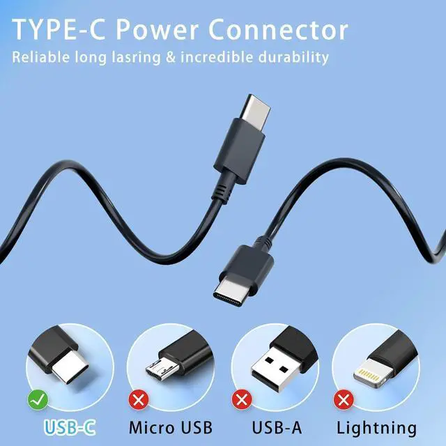 Alt view image 3 of 7 - Replacement  Chromebook Charger USB C for 65W 60W  Chromebook 3100 2-in-1 3300 3380 3400 3500 5190 5300 5400 7200 HA65NM190 DA65NM190 0WMDHR WMDHR MVPDV 0MVPDV Type C Power Cord AC Adapter