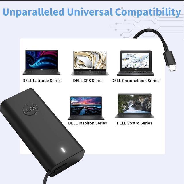 Alt view image 6 of 7 - New 65W USB C Laptop Charger for  Laptop Charger USB C for  Latitude 5420 5430 5440 5520 5540 7430 7420 7440 9440 2in1 XPS 13 9360 Chromebook 3100 Type C  AC Adapter Power Cord