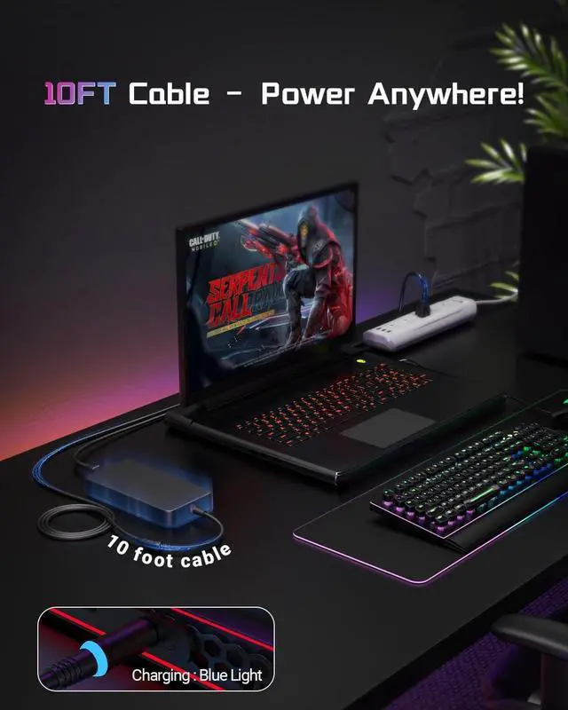 Alt view image 6 of 7 - 240W Fast Charger Fit for  Alienware Laptop M15 R3 R4 R7 R6 R5 M17 R5 R3 R4 15 R3 R2 17 R3 G15 G16 G7 G5 G3 M16 M17X M14X X15 X17 X16 Gaming Laptop Power Cord AC Adapter