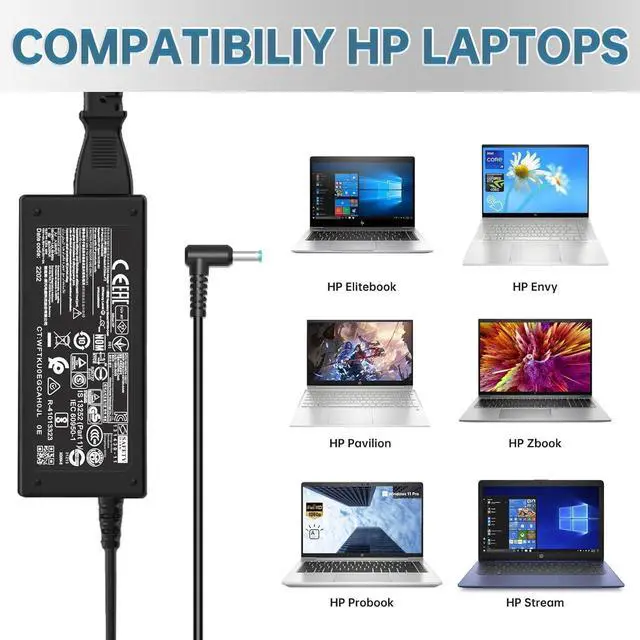Alt view image 6 of 7 - 45W Laptop Charger Fit for HP 741727-001 HP Pavilion x360 15-f272wm 15-f233wm 15-f222wm 15-f211wm 740015-001 l25296-001 213349-009 HSTNN-LA40 19.5V 2.31A Blue Tip Smart Power AC Adapter