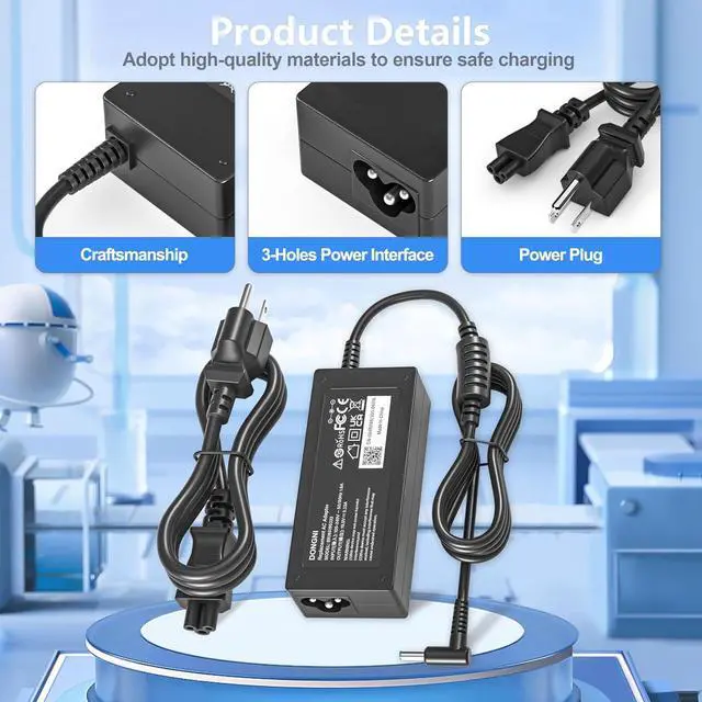 Alt view image 5 of 7 - 65W 19.5V 3.33A AC Adapter Charger Compatible with HP Pavilion x360 11 13 15 17 Envy X360 13 15 Zbook 14u G4 G5 15 G3 15-f111dx 15-f211wm 15-f233wm 15-f278nr 15-r052nr Laptop Power Cord Blue Tip