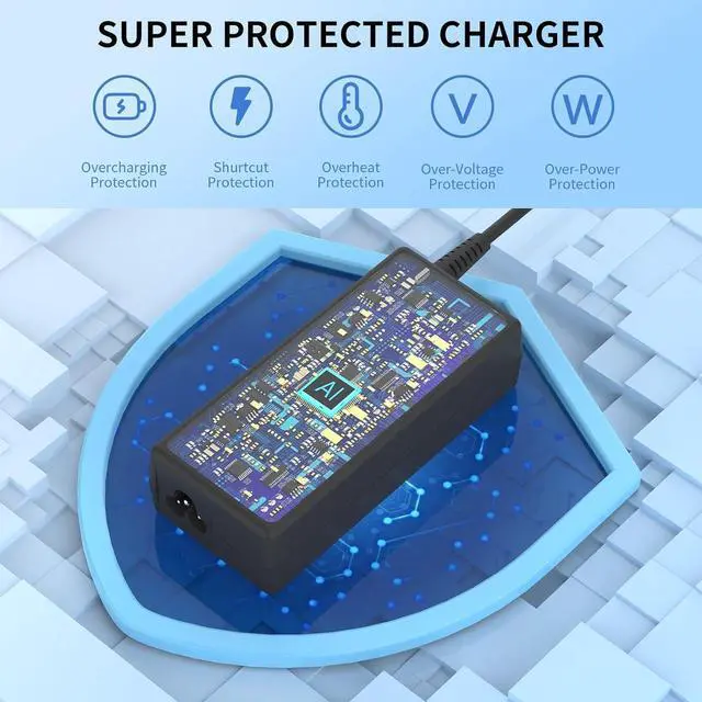 Alt view image 4 of 7 - 45W Round Tip Laptop Charger Fit for  Inspiron 13 14 15 3000 5000 7000 Series 15-3552 3555 3558 3565 3567 5551 5552 5555 5558 5559 DA45NM140 LA45NM140 19.5V 2.31A AC Adapter Power Cord