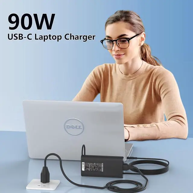 Alt view image 5 of 7 - 90W USB C Laptop Charger Fit for Dell XPS 13 9365 9360 9370 XPS 15 9500 Latitude 5420 5520 5540 7389 7390 5289 5300 2in1 DA90PM170 LA90PM170 Fast Charger Type C AC Adapter Power Cord
