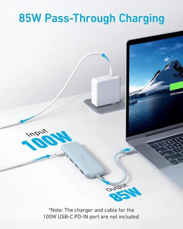 Alt view image 3 of 6 - Anker USB C Hub, 5-in-1 USBC to HDMI Hub with 4K Display, 5Gbps USB-C and 2 5Gbps USB-A Data Ports for MacBook Pro, MacBook Air, Dell XPS, Lenovo Thinkpad, HP Laptops and More (Blue)