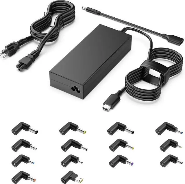 Main image of 100W 90W Universal Laptop Charger USB C Comaptible with  HP   IBM Toshiba   Fujitsu Gateway Notebook Chromebook AC Adapter Power Cord with 15 Tips(Work with 65W 45W)
