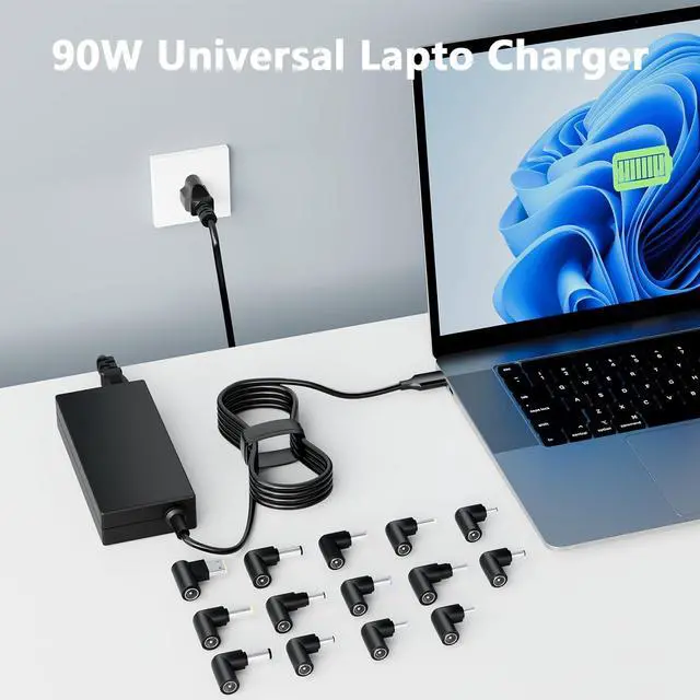 Alt view image 4 of 5 - 100W 90W Universal Laptop Charger USB C Comaptible with  HP   IBM Toshiba   Fujitsu Gateway Notebook Chromebook AC Adapter Power Cord with 15 Tips(Work with 65W 45W)