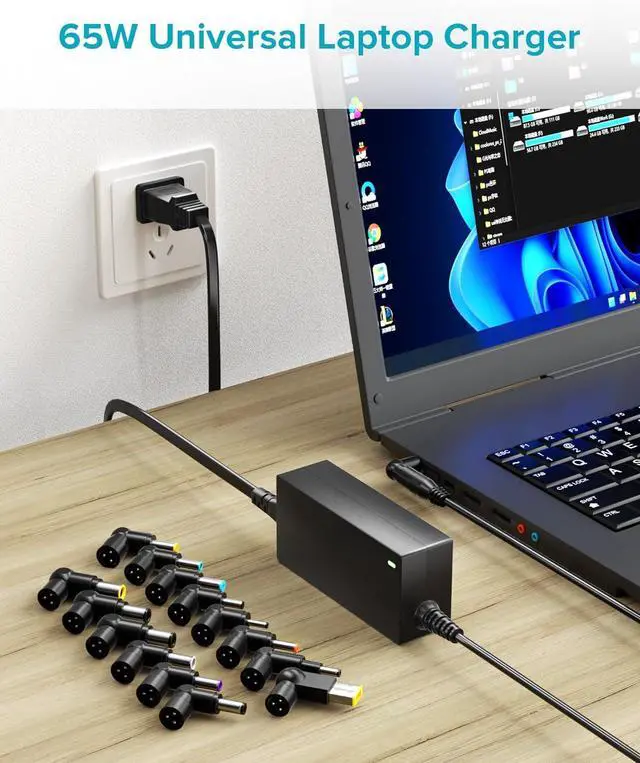 Alt view image 7 of 7 - Powseed 65W Universal Laptop Charger for Dell HP Asus Acer Samsung Toshiba Lenovo IBM Sony Gateway Notebook Ultrabook Chromebook, DC Output 18.5V 19V 19.5V 20V Power Adapter Supply Cord 65W