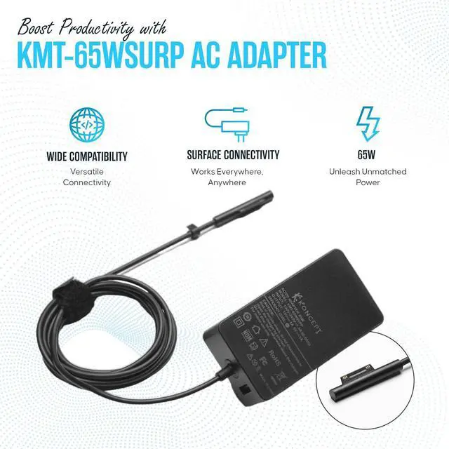 Alt view image 5 of 7 - 65W 15V 4A Microsoft Surface Pro Laptop Charger - Power Supply AC Adapter 100-240V 50-60Hz for Surface Pro 10/9/8/7/7+/6/5/4/3/X Windows Surface Laptop 6/5/4/3/2/1/Surface Go Tablet Surface Book 3/2/1