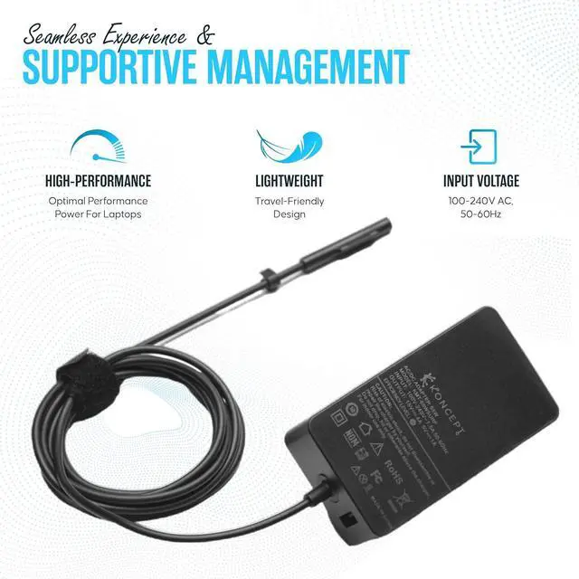 Alt view image 6 of 7 - 65W 15V 4A Microsoft Surface Pro Laptop Charger - Power Supply AC Adapter 100-240V 50-60Hz for Surface Pro 10/9/8/7/7+/6/5/4/3/X Windows Surface Laptop 6/5/4/3/2/1/Surface Go Tablet Surface Book 3/2/1